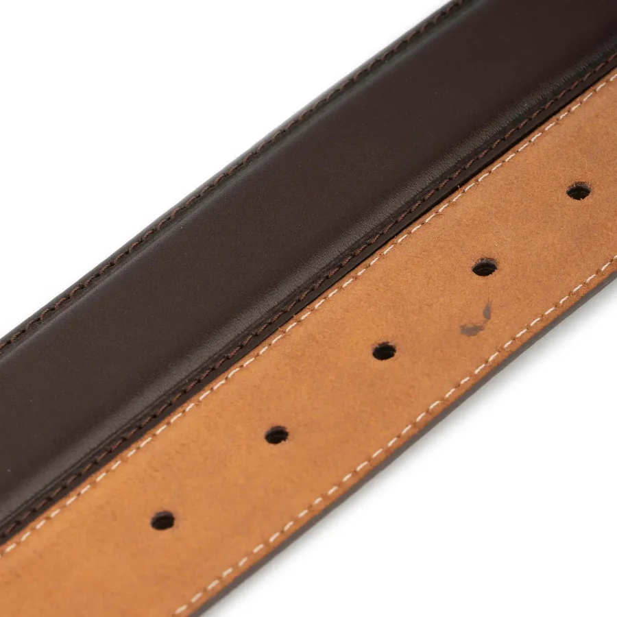 mens belt strap dark brown leather smooth 3