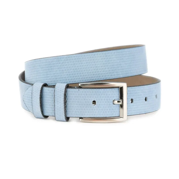 mens golf belt light blue vegan leather 1 LIGHBLU 40 VEG DOT DEREN