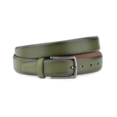 mens green belt black tone edges quality leather 1 GREEN 35 TANEDG KASV