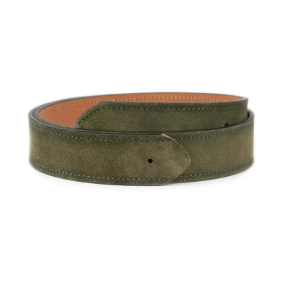 mens leather belt straps olive green suede 1 OLIVE SUED 40 HOL TL