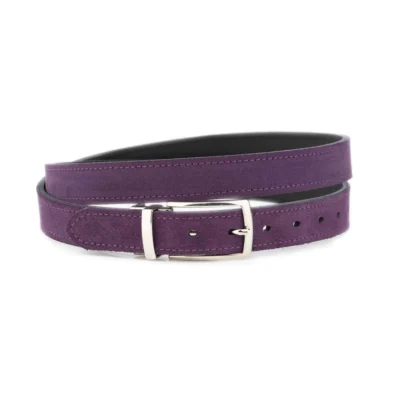mens reversible leather belt purple suede black leather 1 30 VEL6339 PUL2680 MAG12055