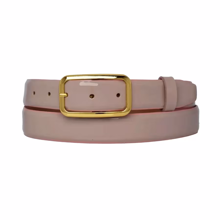 powder pink patent leather belt oval gold buckle 1 PATE PWPINK 30 OVAGOL GODER