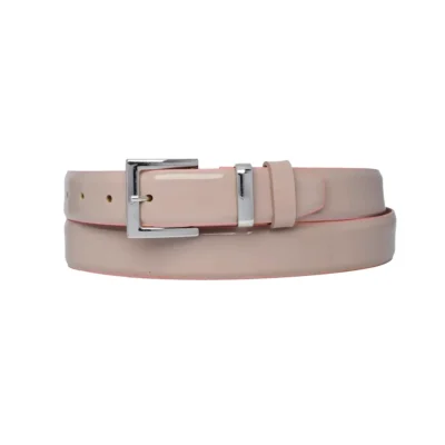 powder pink patent leather belt square silver buckle 1 PATE PWPINK 30 SQSIL GODER