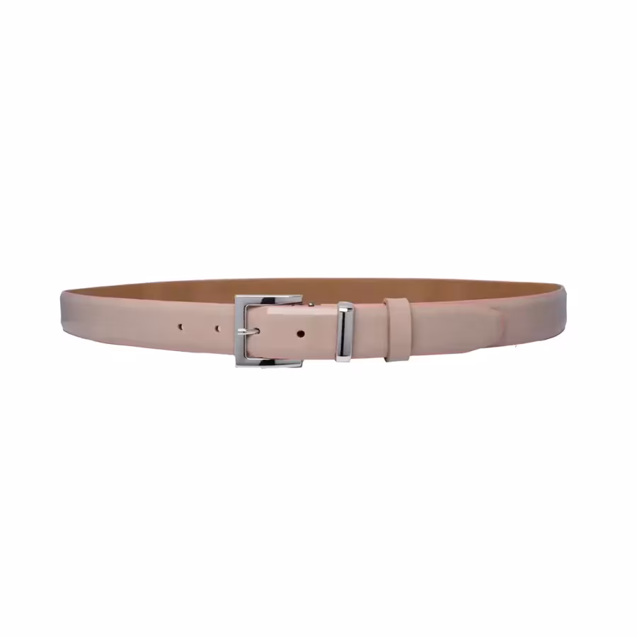 powder pink patent leather belt square silver buckle 3