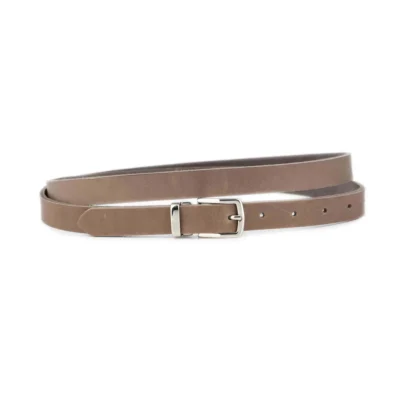 taupe thin belt oiled leather nickel buckle 1 FETT 7824 LDR 20 TAUPE BLT SILREC
