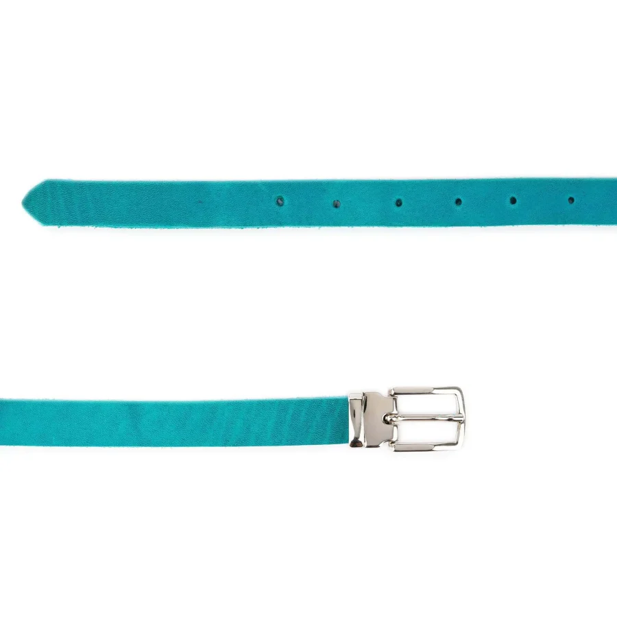 turquoise thin belt oiled leather nickel metal buckle 2