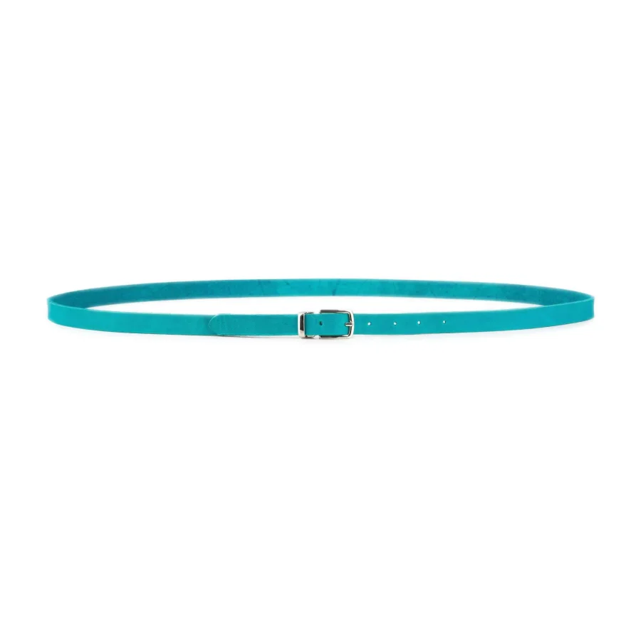 turquoise thin belt oiled leather nickel metal buckle 4