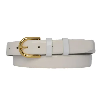 white patent leather belt gold rounded buckle 1 PATE WHITE 30 ROUGOL GODER