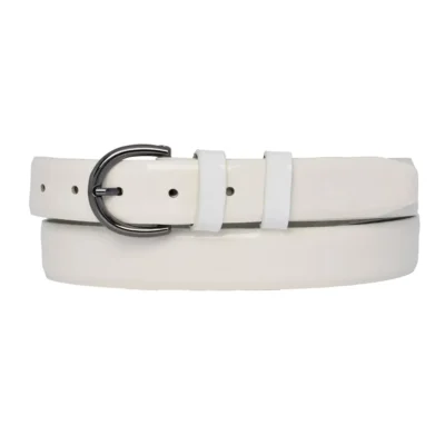 white patent leather belt gunmetal rounded buckle 1 PATE WHITE 30 ROUSIL GODER