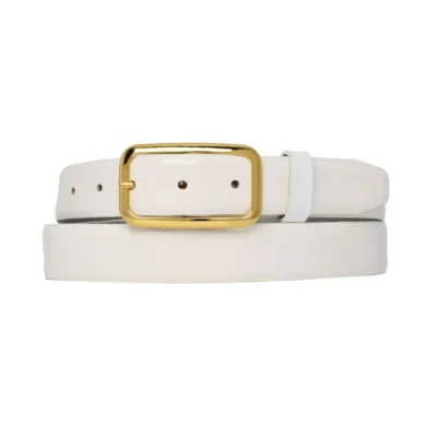 white patent leather belt oval gold buckle 1 PATE WHITE 30 OVAGOL GODER