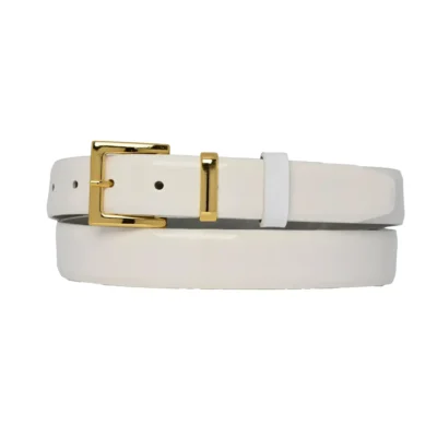 white patent leather belt square gold buckle 1 PATE WHITE 30 SQGOL GODER