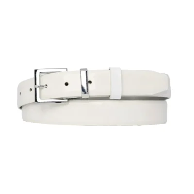 white patent leather belt square silver buckle 1 PATE WHITE 30 SQSIL GODER
