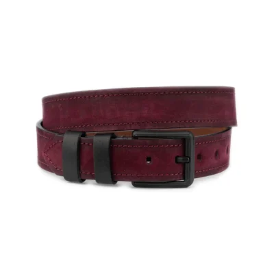 wide belt for denim burgundy suede leather black loops 1 BURGSUED 40 BLLOOP KARP