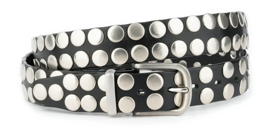 Mens Black Studded Belt Handmade Stainless Steel Buckle Blog
