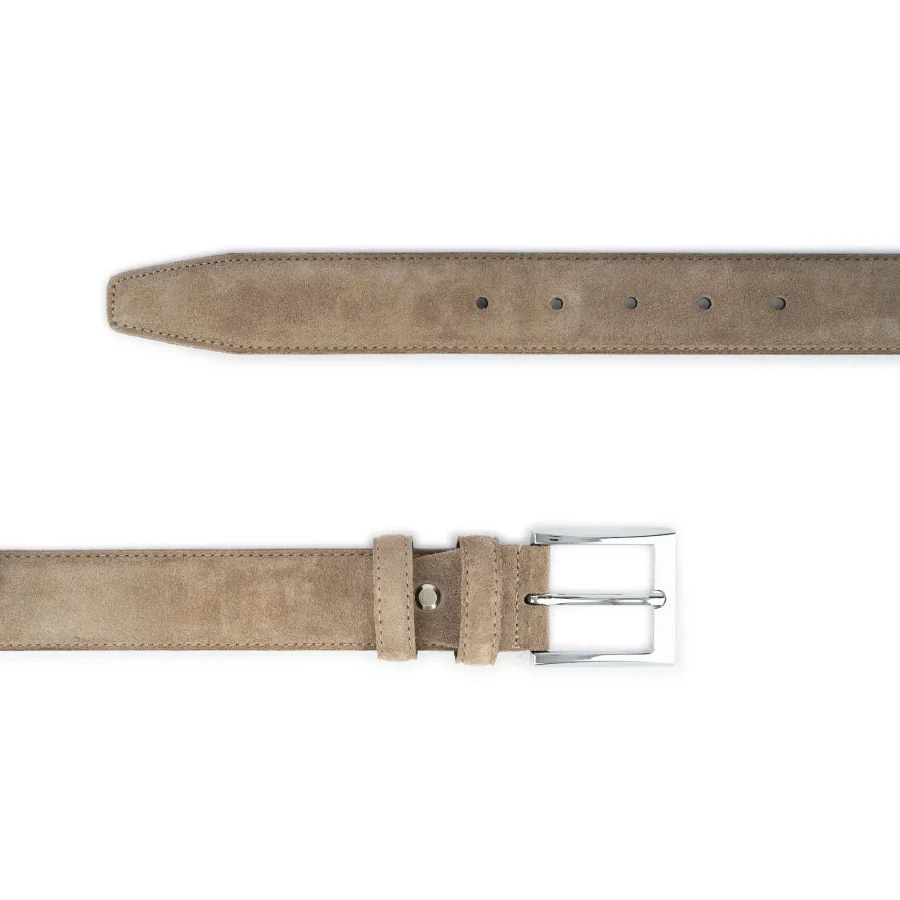 taupe suede leather belt with square buckle 3