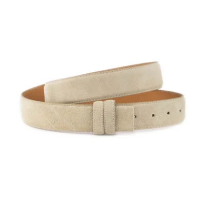 beige suede belt strap replacement for clasp buckles 1