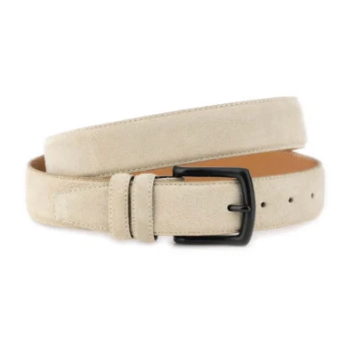 beige suede belt with black solid brass buckle 1