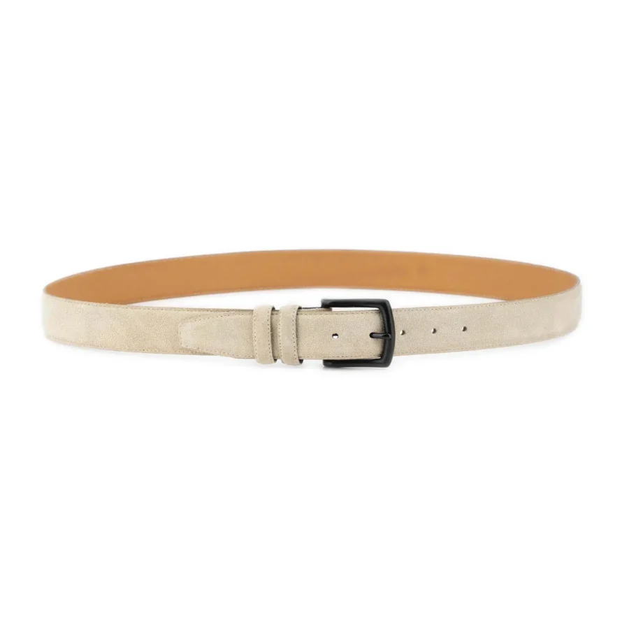 beige suede belt with black solid brass buckle 2