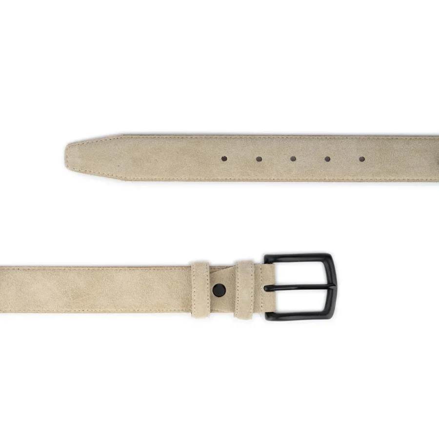 beige suede belt with black solid brass buckle 3