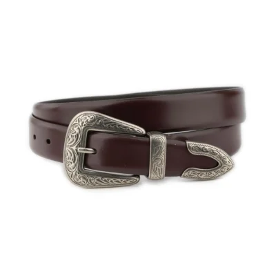 brown western belt with metal buckle loop tip 1 WB101 171025