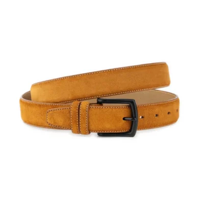 camel suede belt with black solid brass buckle 1 CAMLSU 101