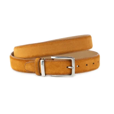 camel suede belt with stainless steel buckle and loop 1 CAMLSU 104