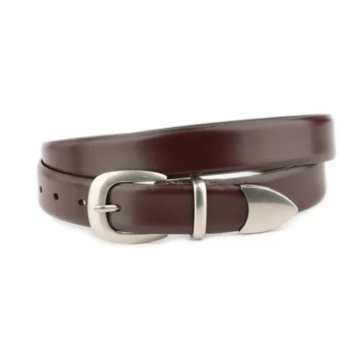 chocolate brown western belt with 3 piece silver buckle 1 WB102 171025