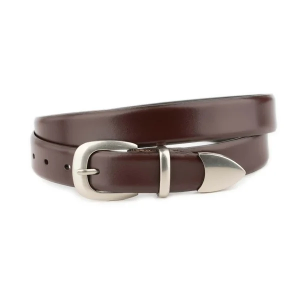 chocolate brown western belt with 3 piece silver buckle 1 WB102 171025