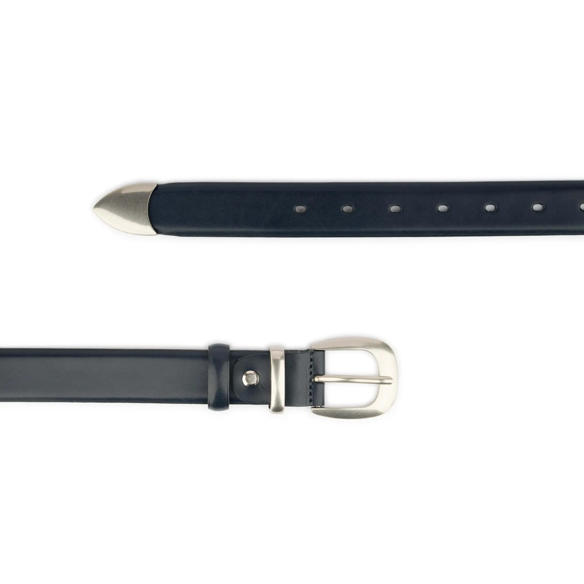 dark blue western belt with 3 piece silver buckle 2