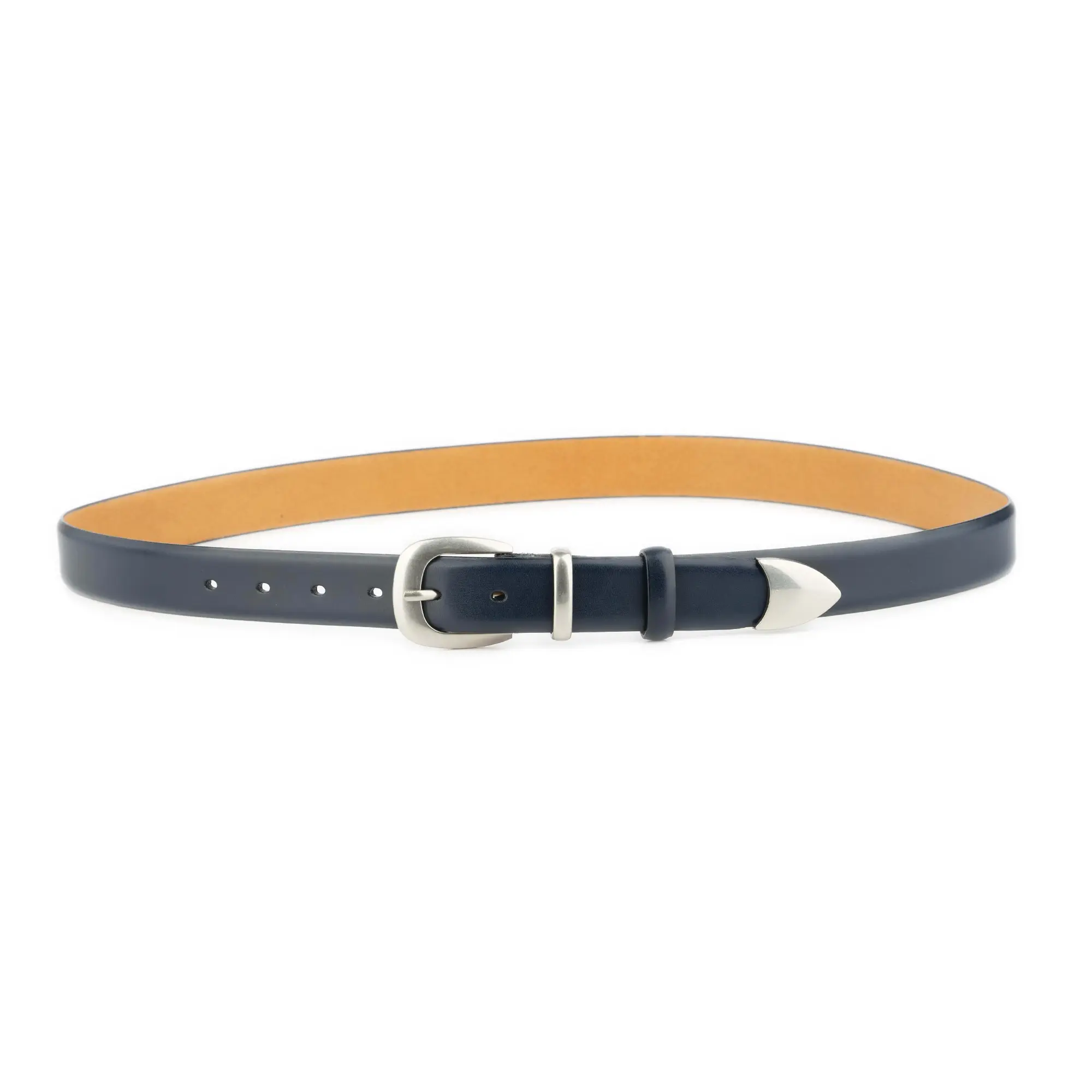 dark blue western belt with 3 piece silver buckle 3