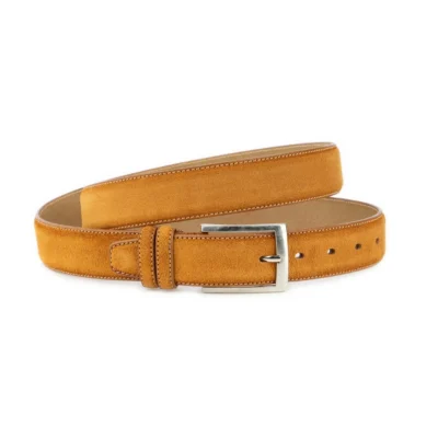 mens camel suede belt with classic metal buckle 1 CAMLSU 107