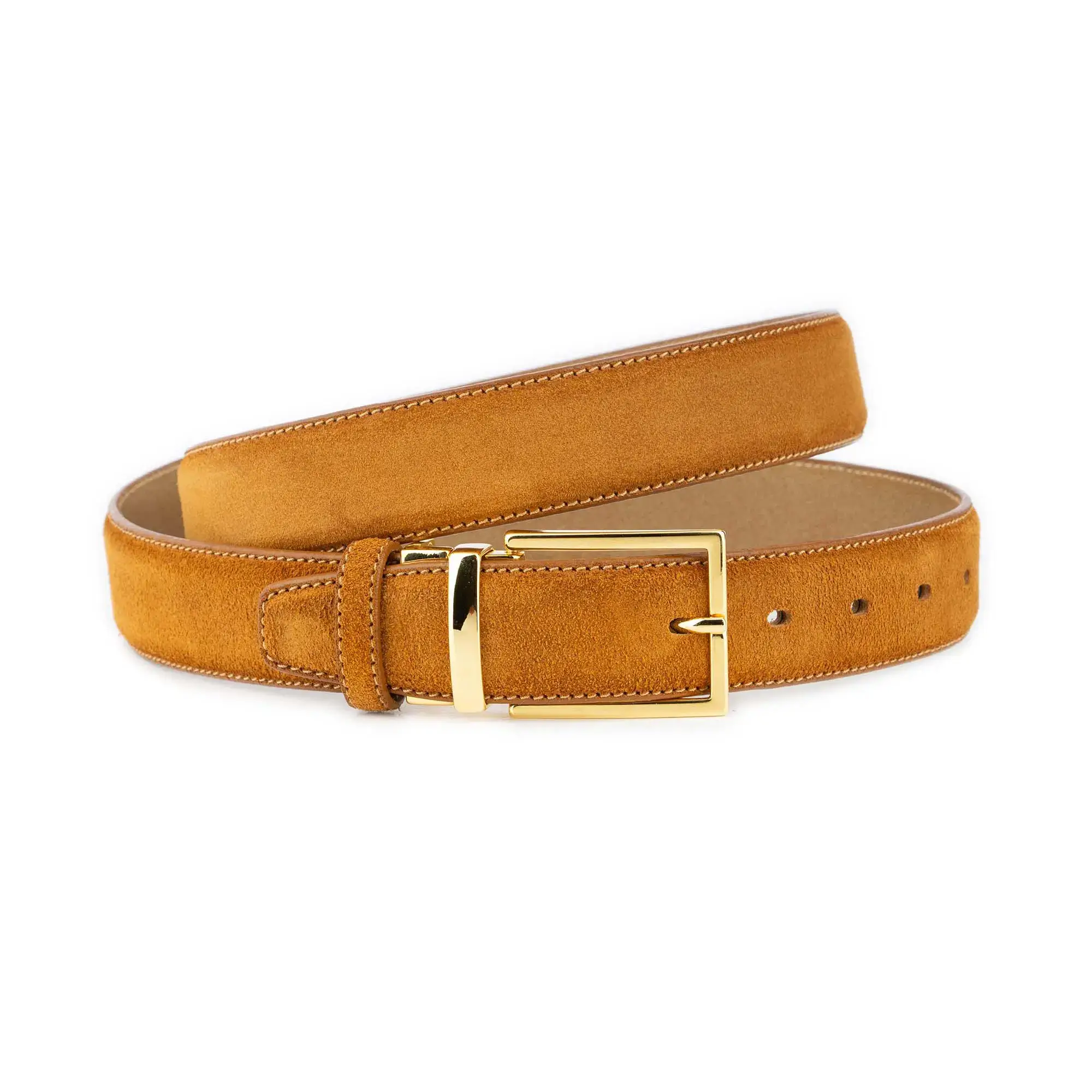 mens camel suede belt with italian gold buckle 1 CAMLSU 109