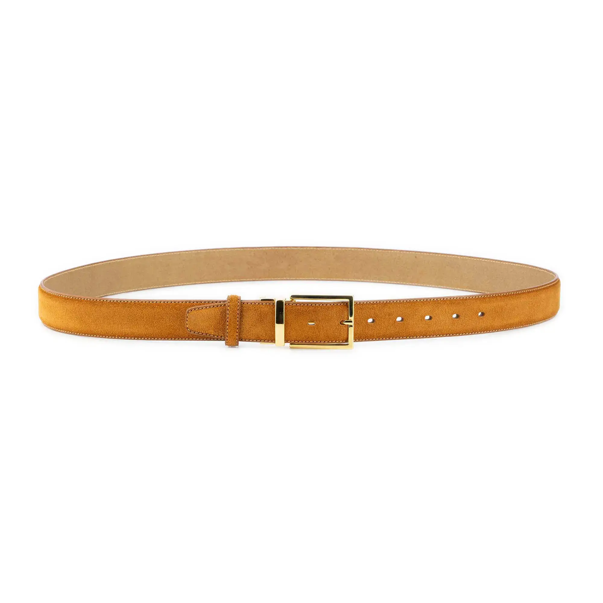mens camel suede belt with italian gold buckle 2