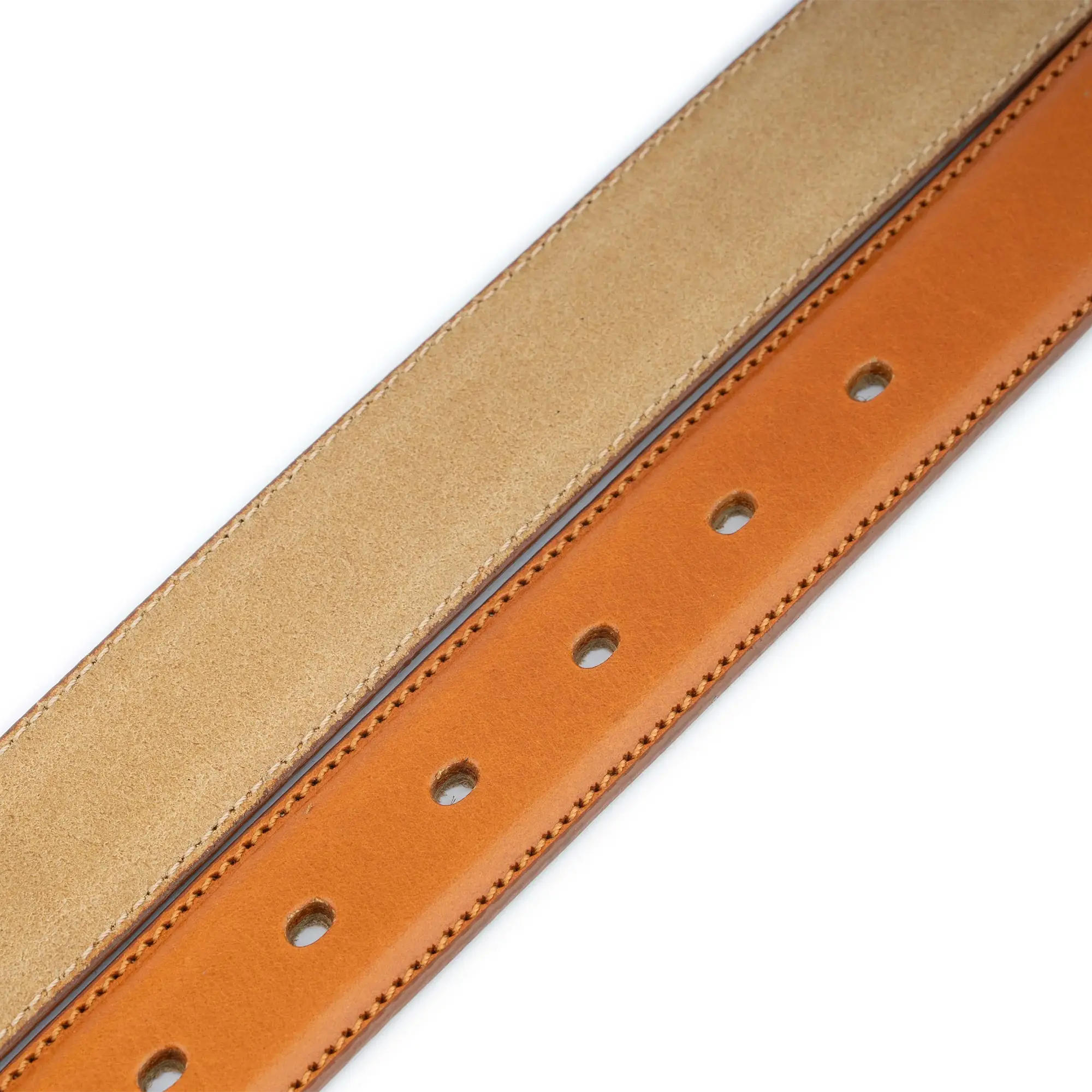 tan western belt with silver buckle loop and metal tip 4