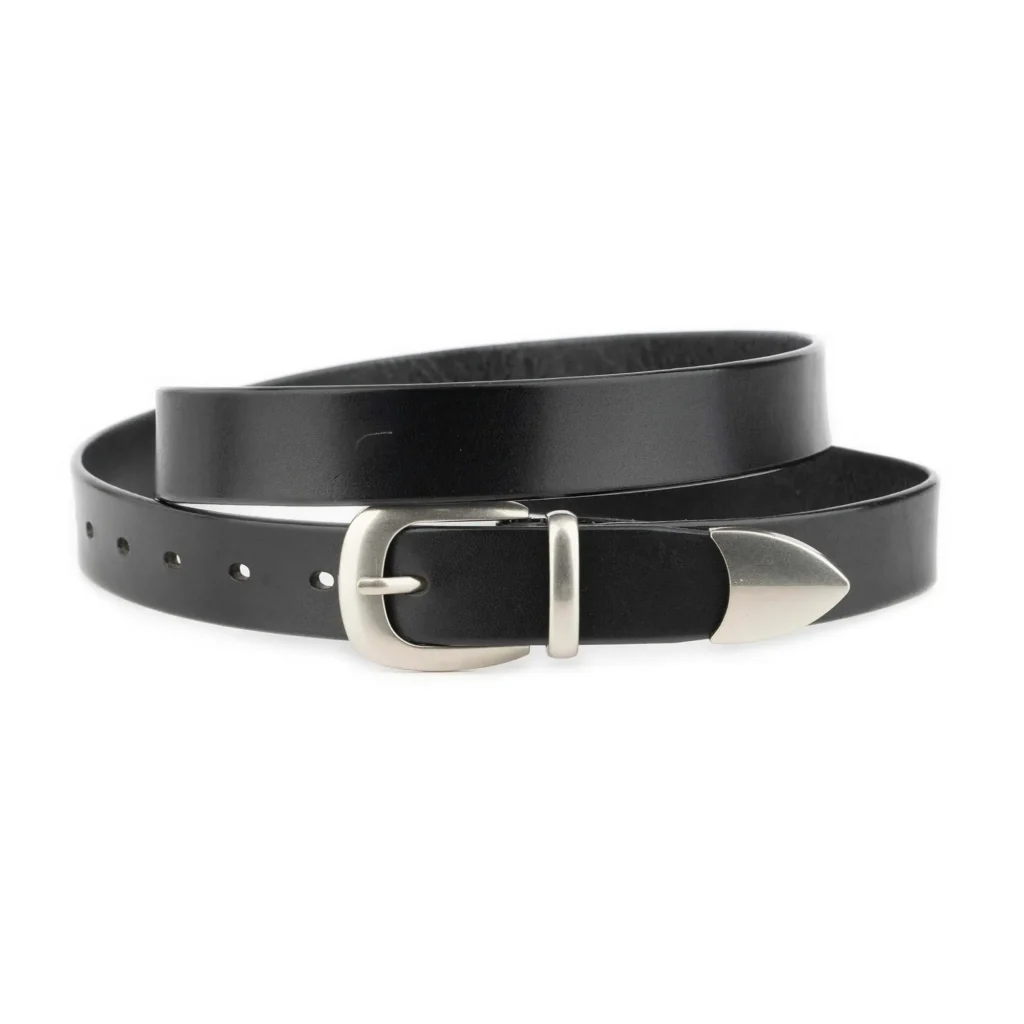 western belt black full grain leather with silver buckle 1 WB109 171025