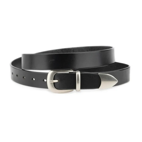 western belt black full grain leather with silver buckle 1 WB109 171025