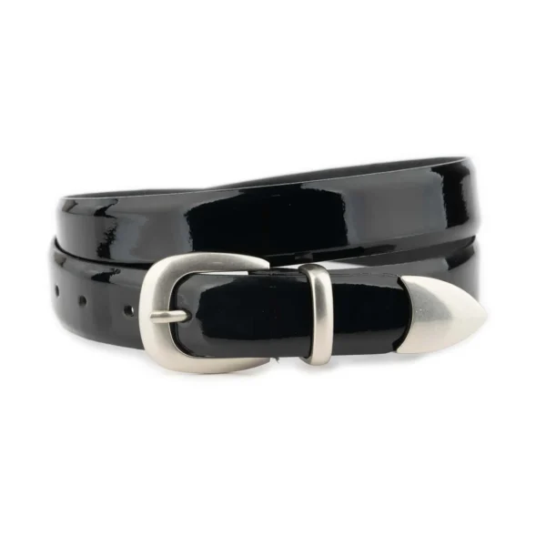 western belt black patent leather with silver buckle 1 WB107 171025