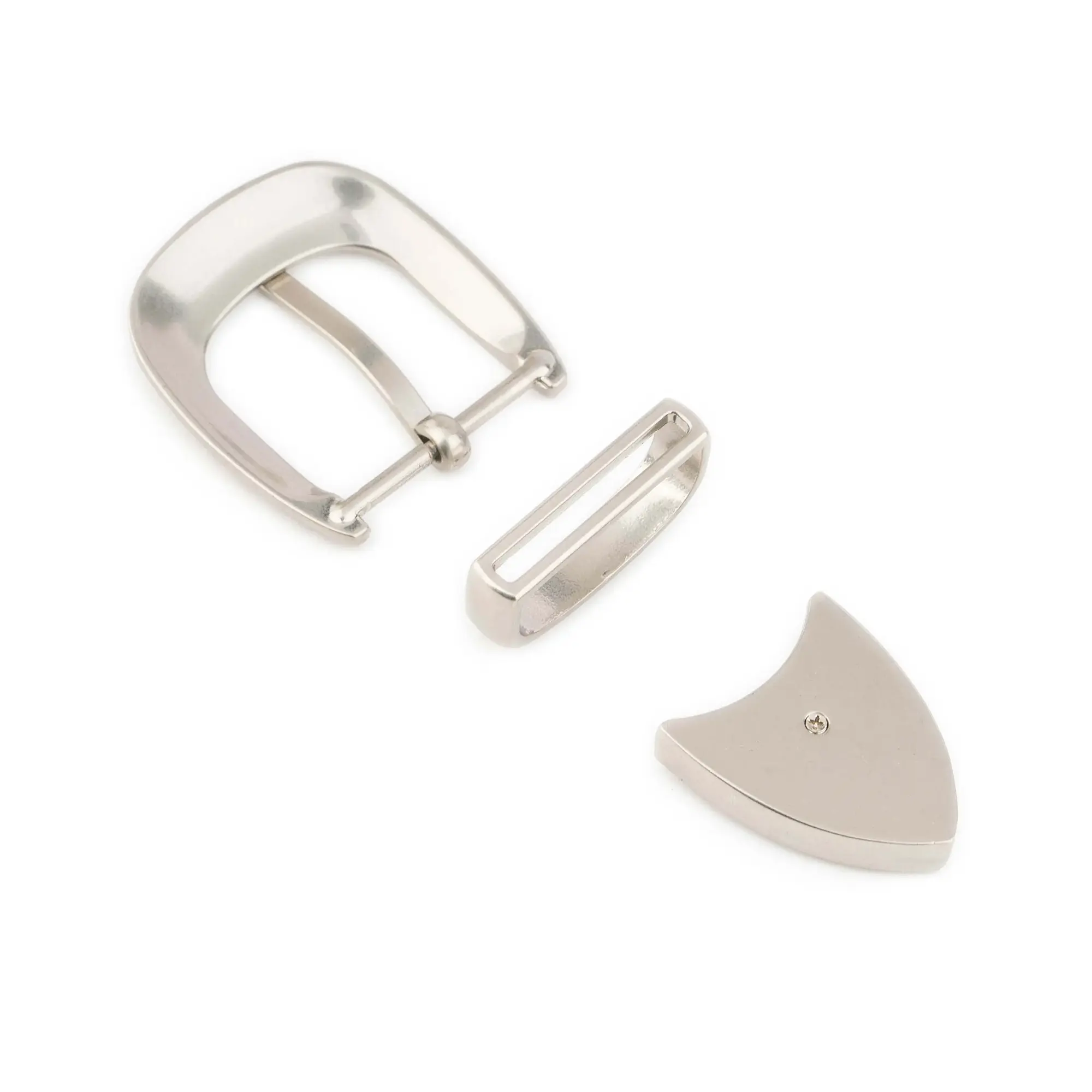 western belt buckle 3 piece set silver metal 4