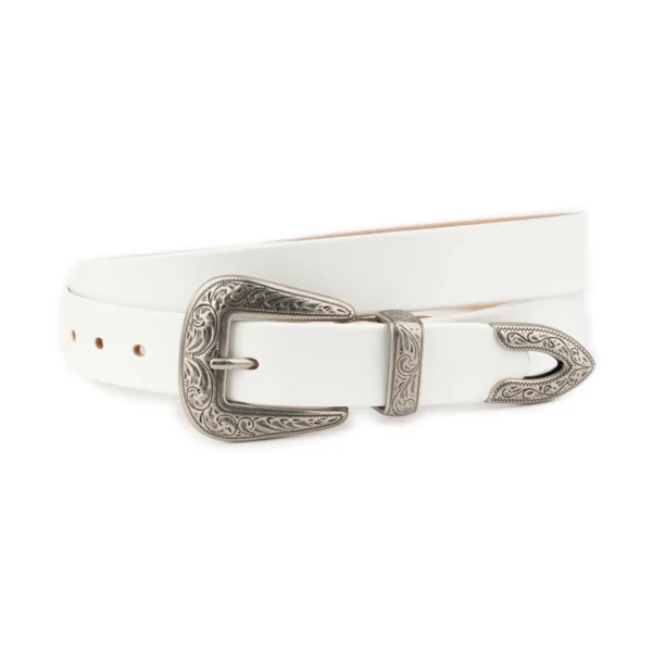 white western belt with engraved silver buckle 1 WB112 171025