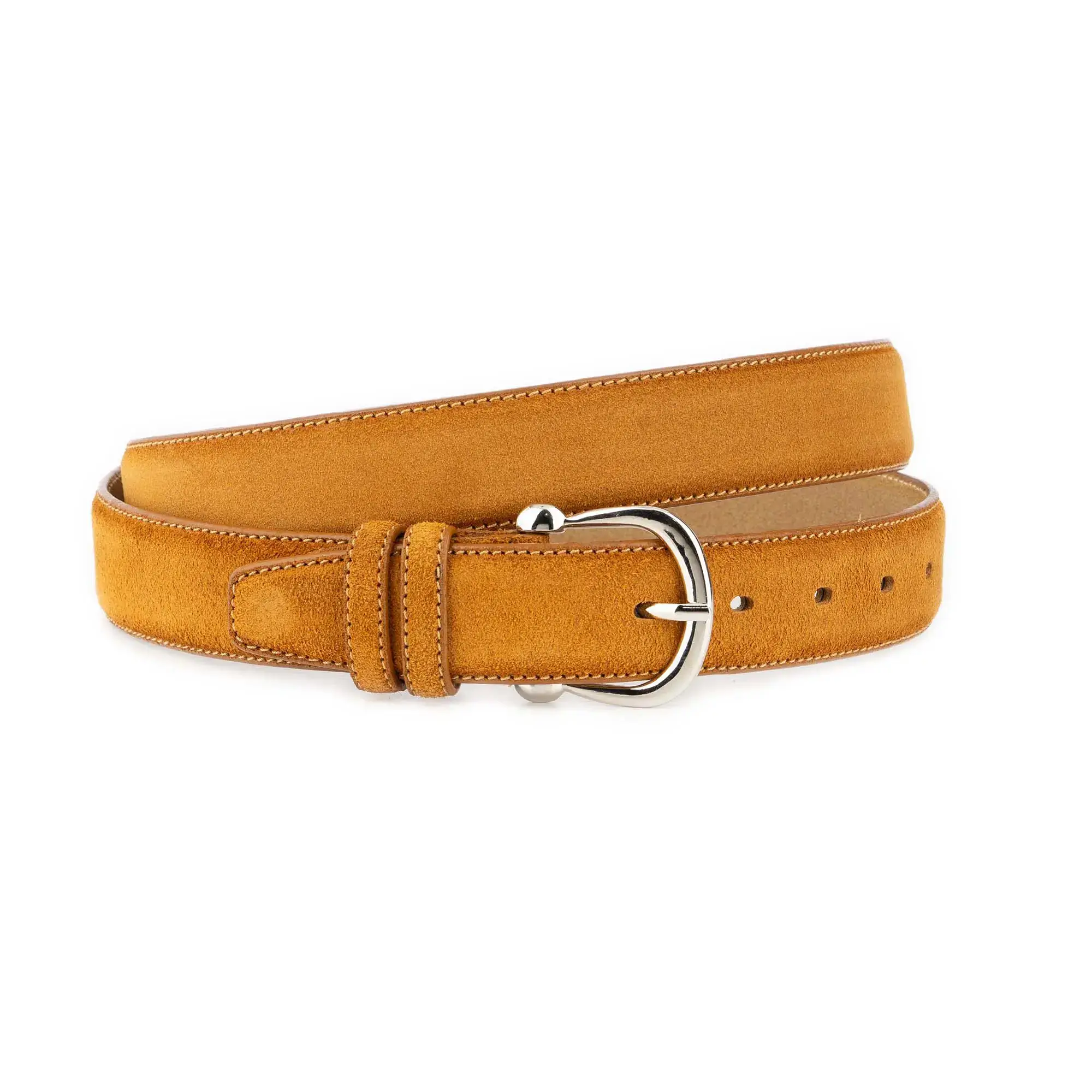 womens camel suede belt with horseshoe silver buckle 1 CAMLSU 112