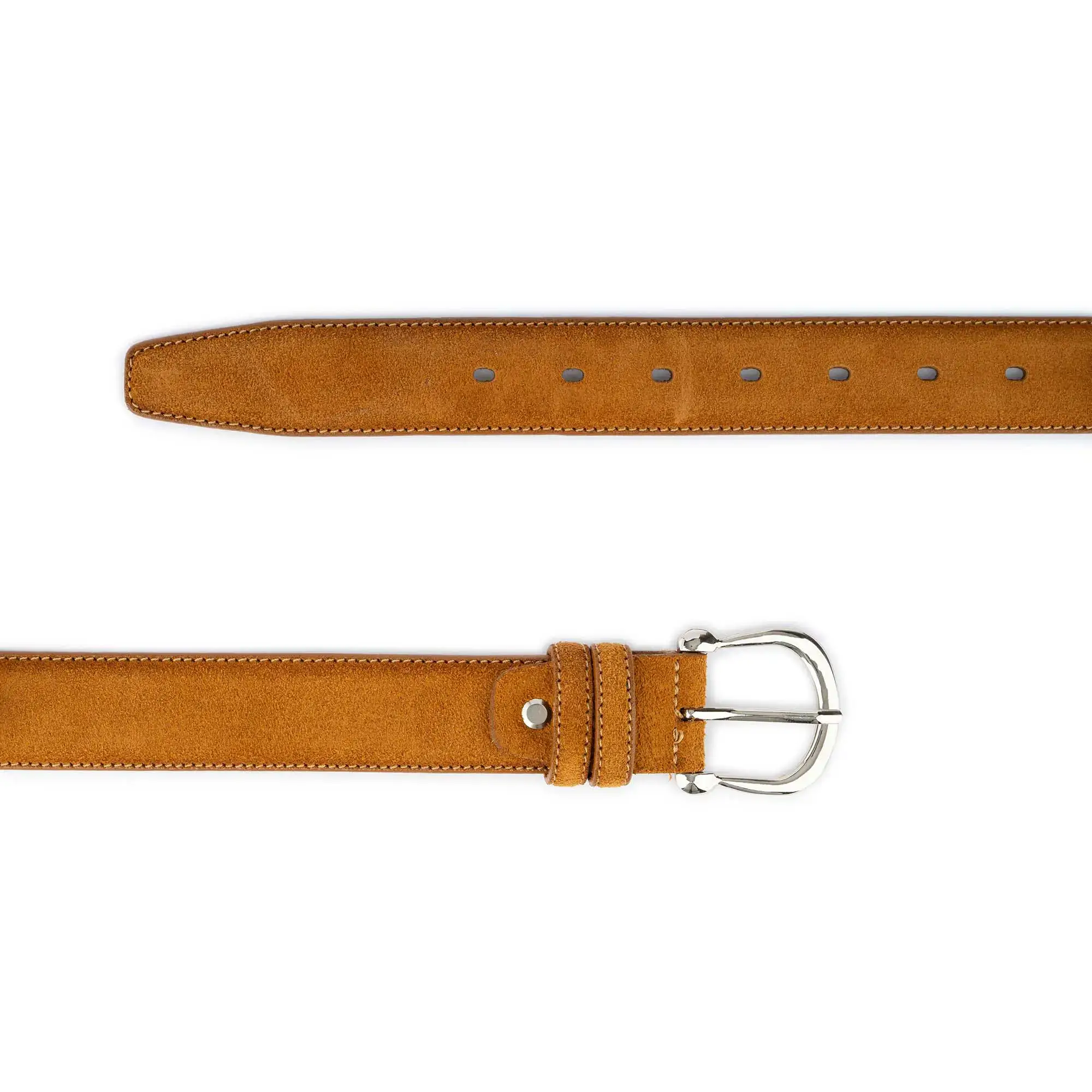 womens camel suede belt with horseshoe silver buckle 3