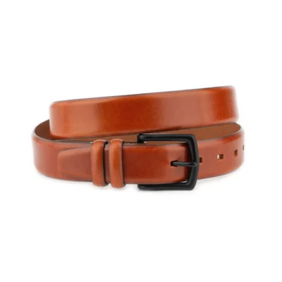 mens cognac belt with black solid brass buckle 1 103 COGN 3570 AML