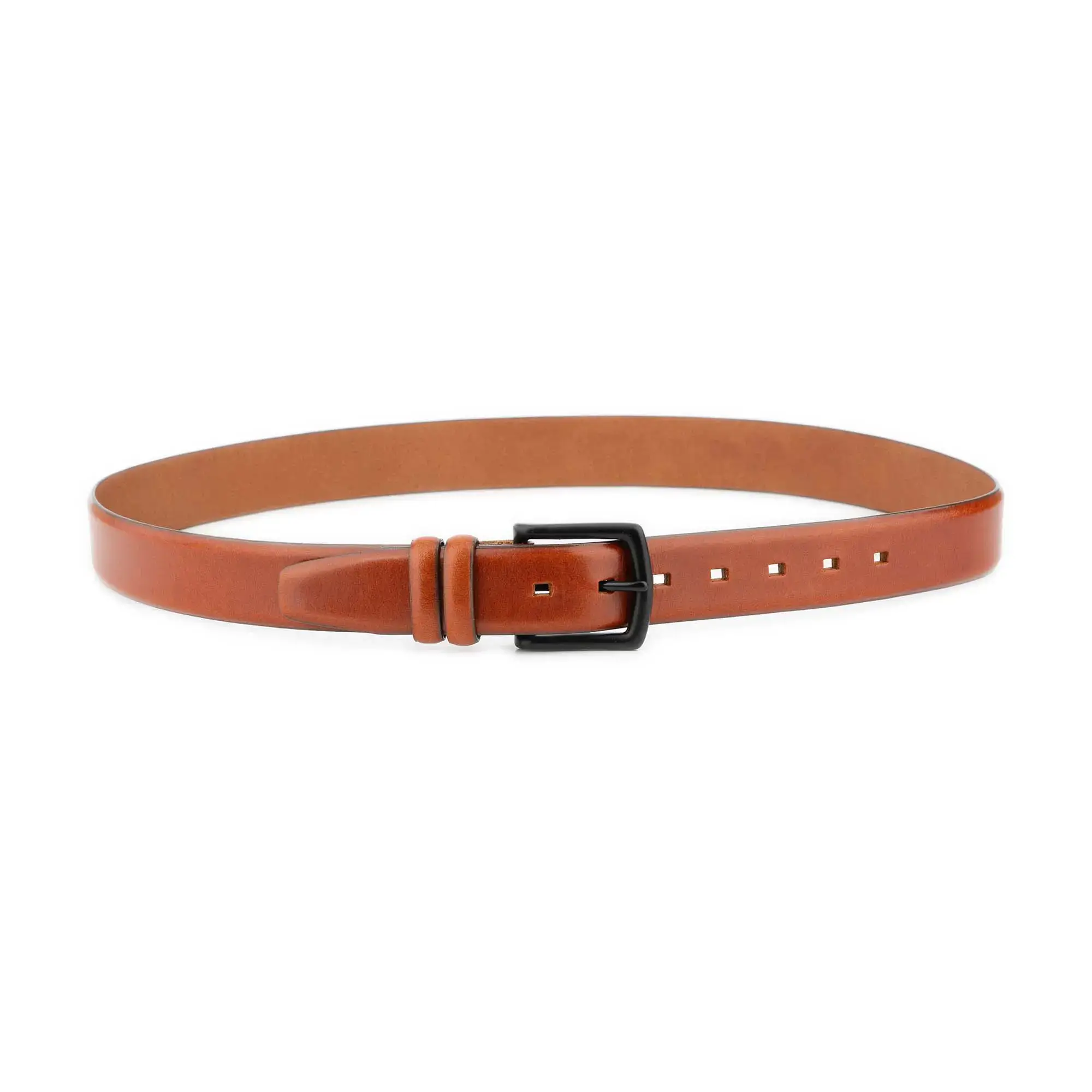 mens cognac belt with black solid brass buckle 2