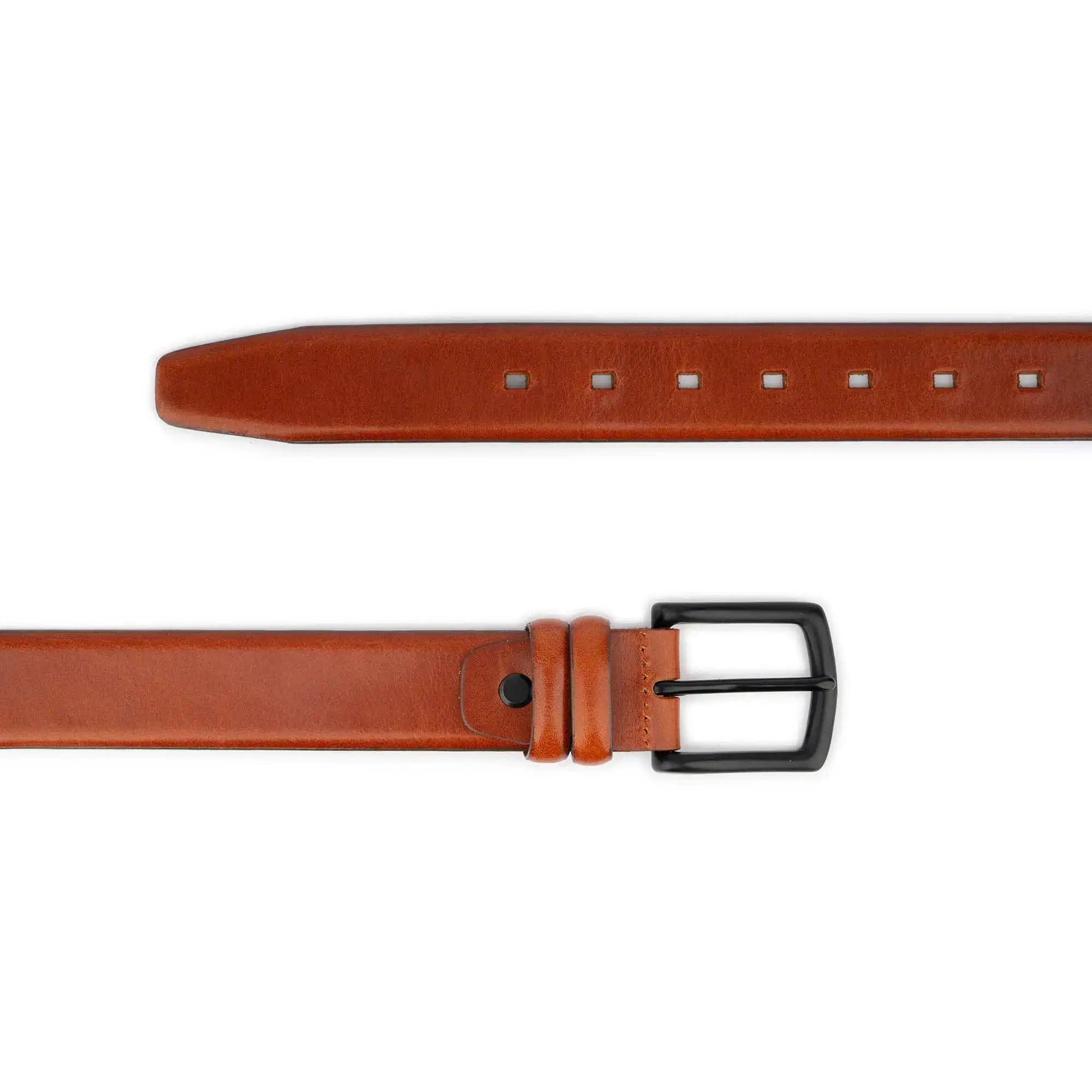 mens cognac belt with black solid brass buckle 3