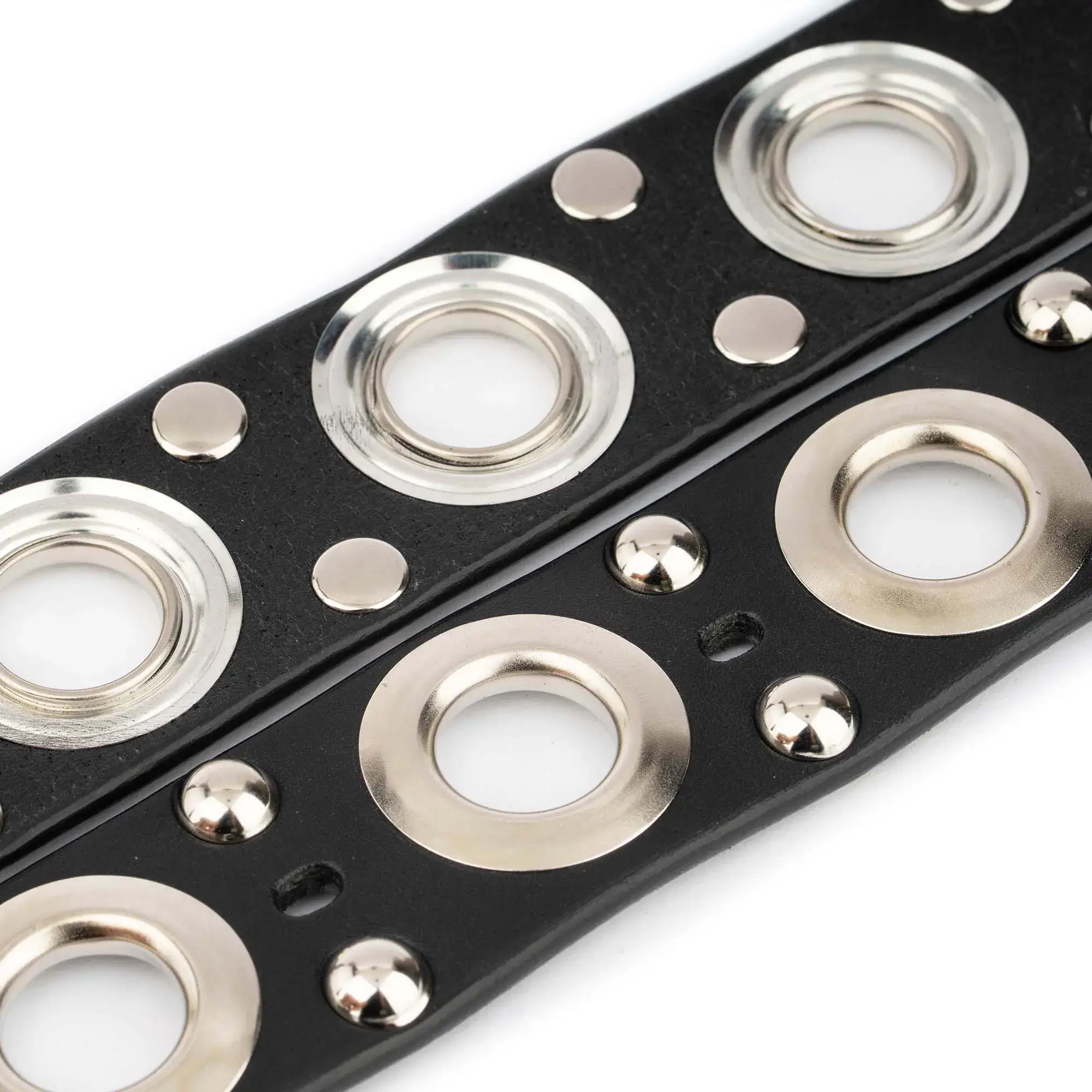 Black Studded Grommet Belt With Stainless Steel Buckle 5