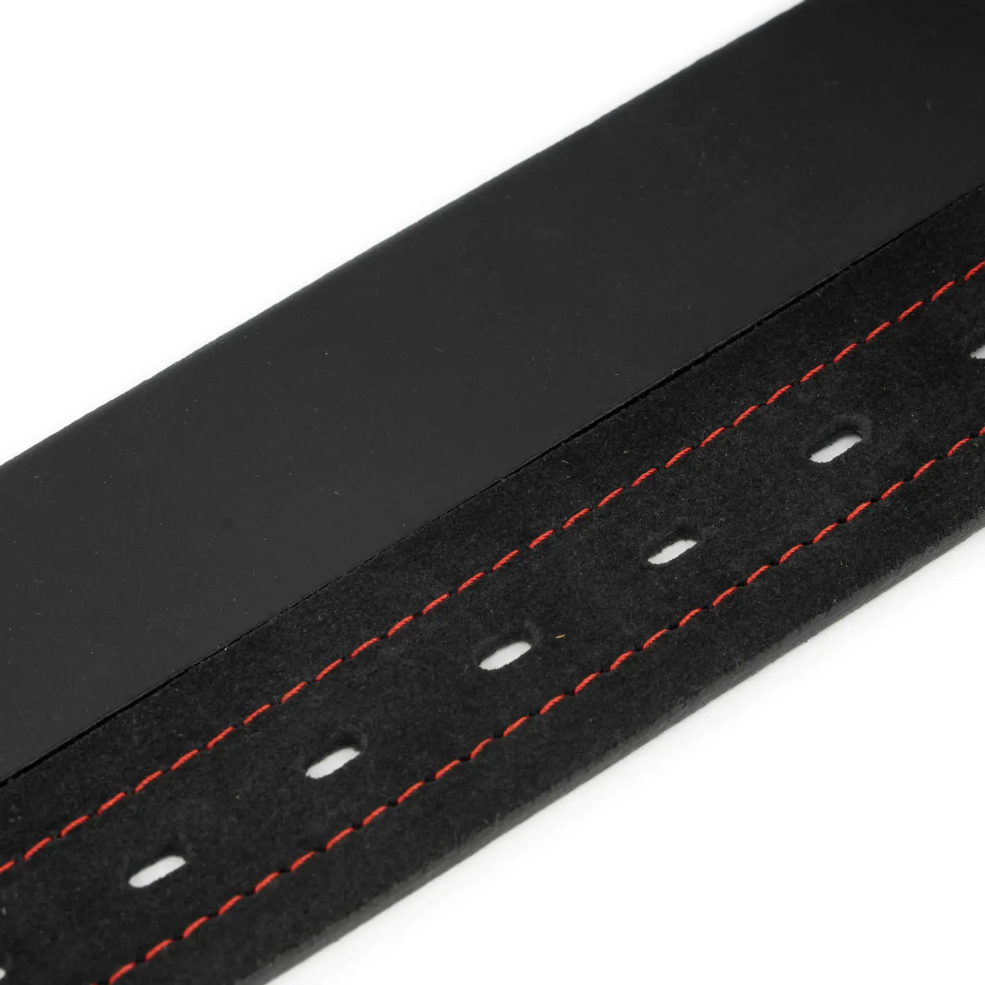 Wide Black Suede Belt For Men With Red Stitching 4