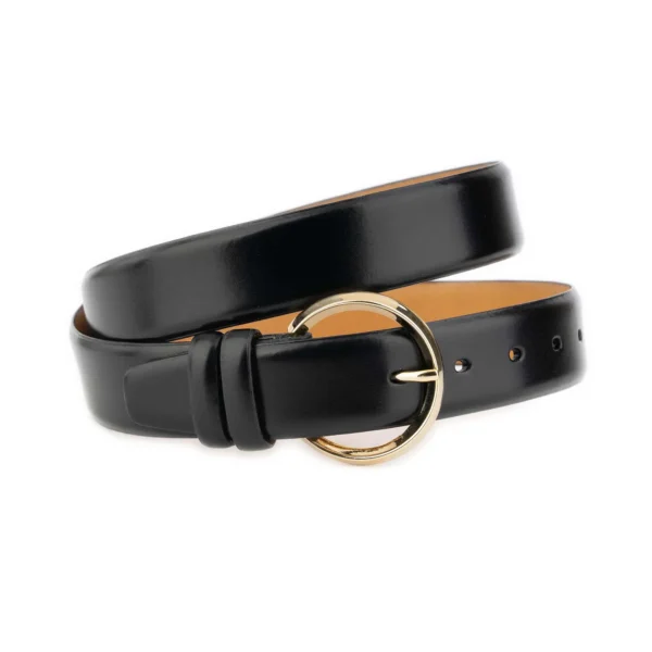womens black belt with round gold buckle 1 101125 3501 AML 16