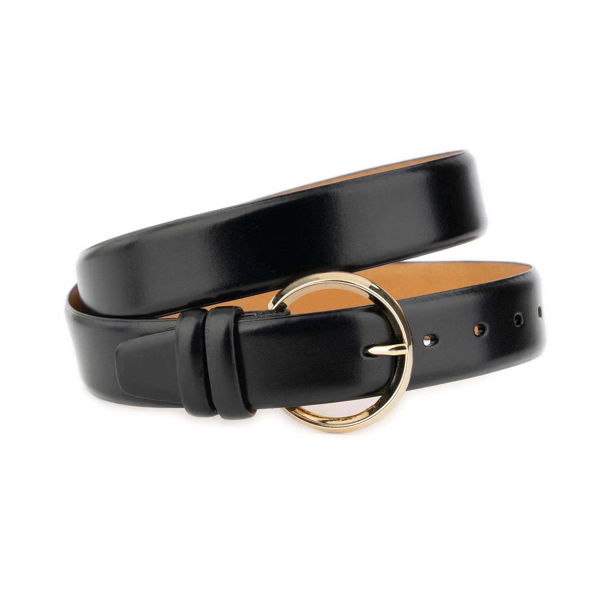 womens black belt with round gold buckle 1 101125 3501 AML 16