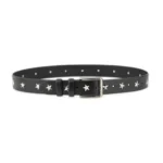 Black Leather Belt with Silver Star Studs | Shop Now display picture 3