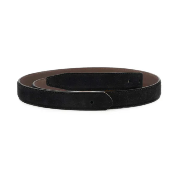 Black Suede Leather Belt Strap Replacement 2 5 cm with Buckle Hole 1 SUET 25 HOLE BLACK KASV
